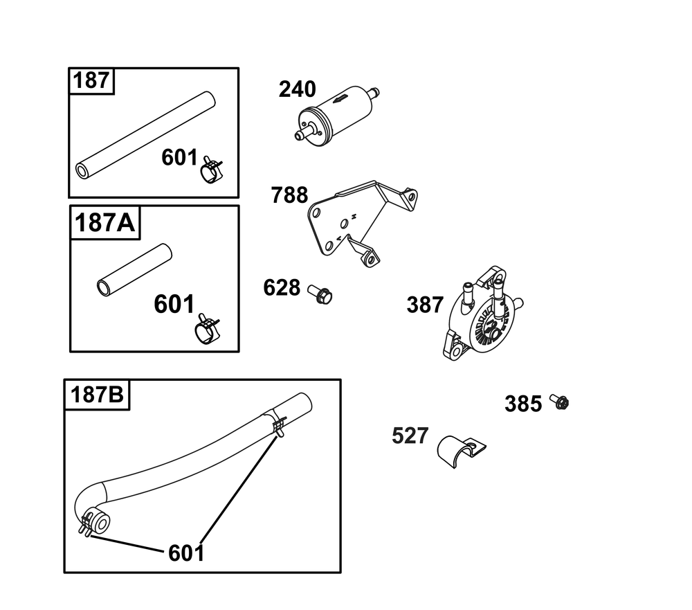 Fuel Supply Group Diagram and Parts List for 356777-0142-B5 200000 - 399999 Briggs and Stratton Engine
